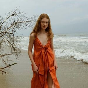 NWT Juan de Dios Front Wrap linen  Dress One size Fits All